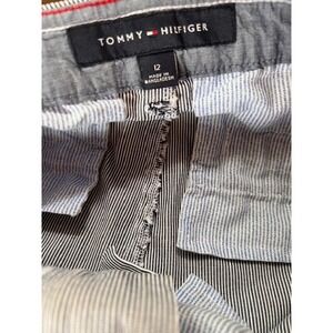 Tommy Hilfiger Womens Size 12 Blue White Striped Cotton Stretch Bermuda Shorts